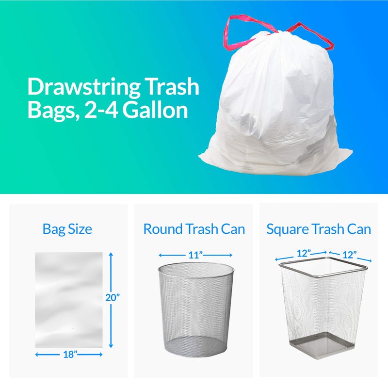 Reli. 2-4 Gallon Trash Bags Drawstring | 250 Count | 18"x 20" | Small Garbage Bags 4 Gallon - Drawstring Handles | White Trash Can Liners 2 Gal - 3Gal - 4Gal | Small Bin Liners, Office - Image 5